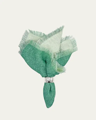 Tina Chen Designs Green Double-sided Shadow Fringe Napkin In Forest Green Key Lime