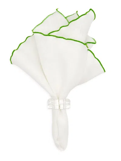 Tina Chen Designs Lettuce-edge 4-piece Linen Napkin Set In Green
