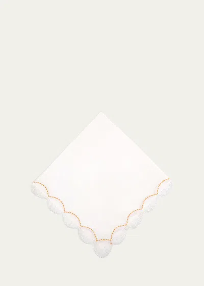 Tina Chen Designs Orange Petal Embroidered Napkin In White Yellow
