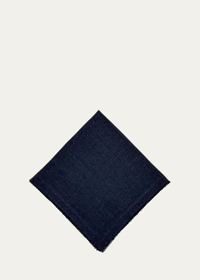 Tina Chen Designs Picot Edge Black Napkin In Blue