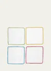 Tina Chen Designs Picot Edge Cocktail Napkins, Set Of 4 In Multi