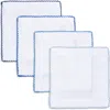Tina Chen Designs Picot Edge Set Of 4 Linen Cocktail Napkins In Blue