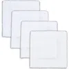 Tina Chen Designs Picot Edge Set Of 4 Linen Cocktail Napkins In Gray