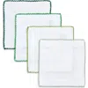 Tina Chen Designs Picot Edge Set Of 4 Linen Cocktail Napkins In Green