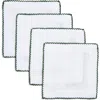 Tina Chen Designs Picot Edge Set Of 4 Linen Cocktail Napkins In Green