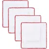 Tina Chen Designs Picot Edge Set Of 4 Linen Cocktail Napkins In Red
