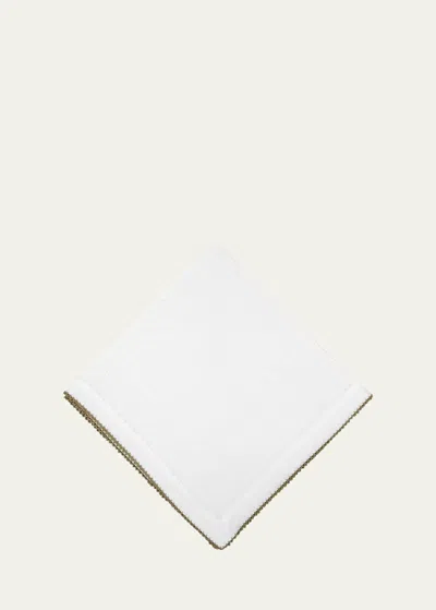 Tina Chen Designs Picot Edge White & Green Napkin In Brown