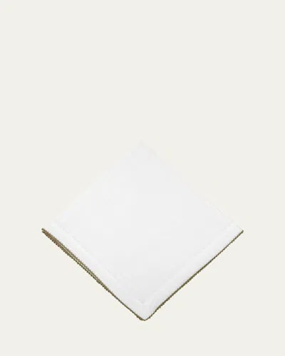 Tina Chen Designs Picot Edge White & Green Napkin In Blue