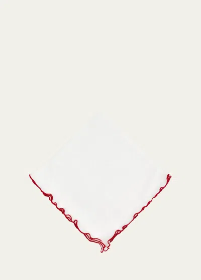 Tina Chen Designs Red Lettuce Edge Napkin In Whitered