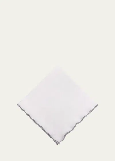 Tina Chen Designs Silver Lettuce Edge Napkin In Whitesilver