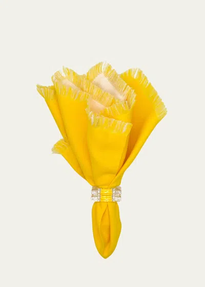 Tina Chen Designs Yellow Double-sided Fringe Napkin