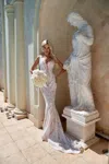 Tina Holly Ba109 Long Bridal Gown Sequin Mermaid Wedding Dress In White