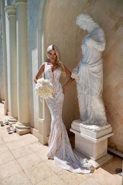 Tina Holly Ba109 Long Bridal Gown Sequin Mermaid Wedding Dress In White
