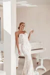 Tina Holly Ba999 Long Bridal Sequin Lace Mermaid Wedding Dress In White