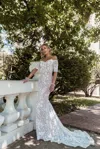 Tina Holly Bb009 Beaded Lace Long Mermaid Boho Wedding Dress In White