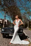 Tina Holly Bb011 Floral Lace Bridal Sequin Mermaid Long Wedding Dress In White