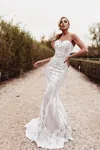 Tina Holly Bb050 Long Mermaid Sequin Fitted Wedding Dress In White