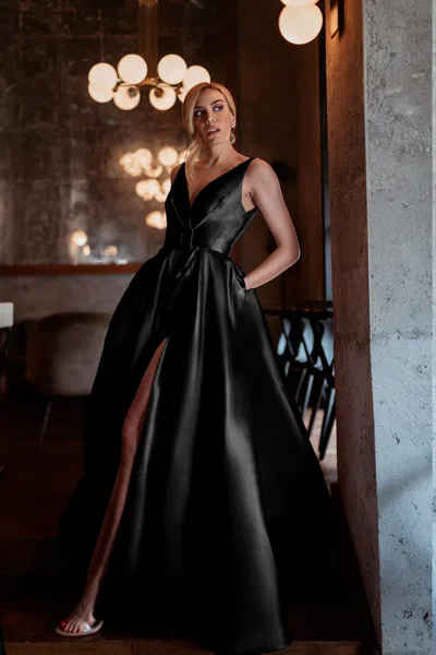 Tina Holly Bb209 Long Ball Gown A Line Formal Prom Dress In Black