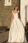 Tina Holly Bb210w Pleated A Line Long Ball Gown Wedding Dress In White