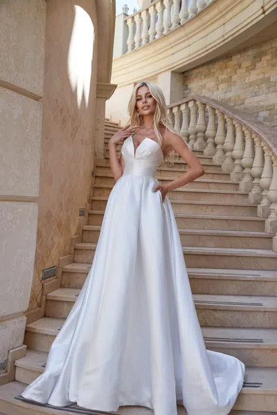 Tina Holly Ta611w Long Ball Gown Simple Wedding Dress In White