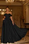 Tina Holly Te207 Long Formal A Line Prom Gown In Black