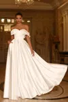 Tina Holly Te207w Long Pleated A Line Wedding Dress In White