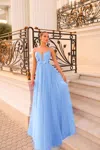 Tina Holly Te218 Long 3d Floral Glitter Formal Prom Dress In Blue