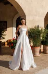 Tina Holly Te305 Long Bridal Gown Pocket Wedding Dress In White