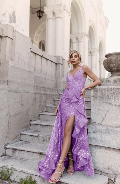 Tina Holly Tw025 Fitted Long Glitter Formal Prom Dress In Purple