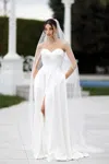 Tina Holly Tw105 Simple Long A Line Ball Gown Wedding Dress In White