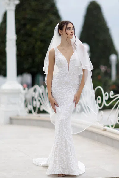 Tina Holly Tw108 Long Fitted Bridal Gown Sequin Mermaid Wedding Dress In White