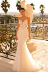 Tina Holly Tw120 Long 3d Floral Applique Mermaid Wedding Dress In White