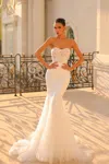 Tina Holly Tw122 Sequin Floral Long Fitted Wedding Dress In White