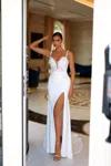 Tina Holly Tw901 Fitted Long Bridal Slit Wedding Dress In White