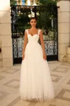Tina Holly Tw903 A Line Long Bridal Gown Lace Applique Wedding Dress In White