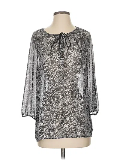 Pre-owned Tina Stephens 3/4 Sleeve Blouse In Silver