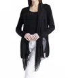 Tina Stephens Italy Carla Open Cardigan With Silk Trim In Black In Black