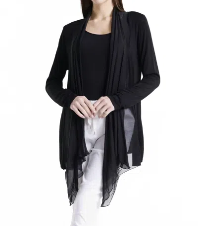 Tina Stephens Italy Carla Open Cardigan With Silk Trim In Black