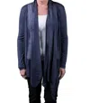Tina Stephens Italy Carla Open Cardigan With Silk Trim In Navy In Blue