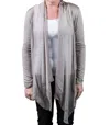 Tina Stephens Italy Carla Open Cardigan With Silk Trim In Taupe In Multi