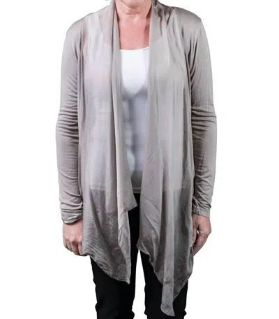 Tina Stephens Italy Carla Open Cardigan With Silk Trim In Taupe In Multi