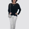 Tina Stephens Italy Cheryl Linen Sweater In Black In Black