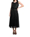 Tina Stephens Italy Rae Sequin Long Flare Skirt In Black In Black