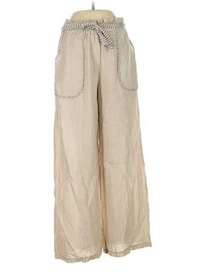Pre-owned Tina Stephens Linen Pants In Brown
