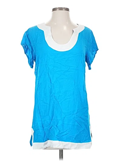 Pre-owned Tina Stephens Short Sleeve Top Blue Scoop Neck Tops