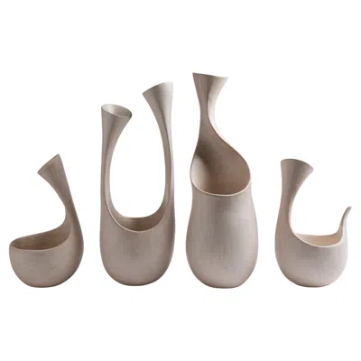 Pre-owned Tina Vlassopulos Group Of Fluted Bowl-like Ceramic Vessels,  In Gray