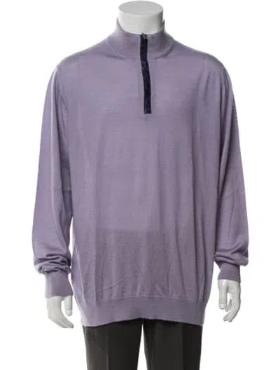 Pre-owned Tincati Cashmere Mock Neck Pullover In Purple