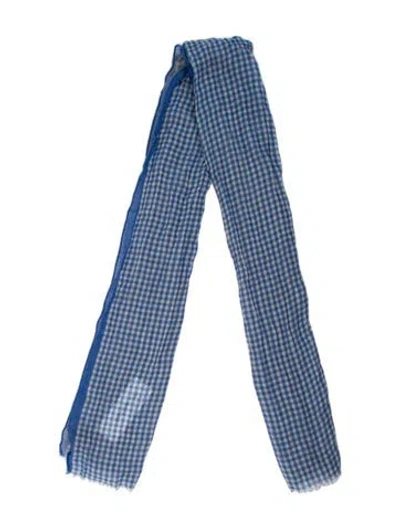 Pre-owned Tincati Cashmere Plaid Print Scarf In Blue