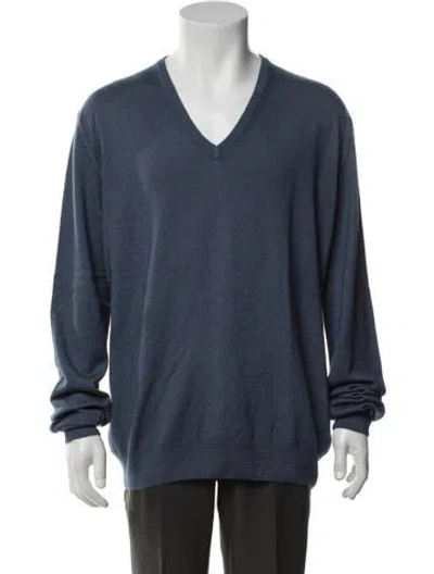 Pre-owned Tincati Cashmere V-neck Pullover In Blue