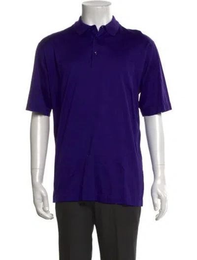 Pre-owned Tincati Collar Short Sleeve Polo Shirt In Purple
